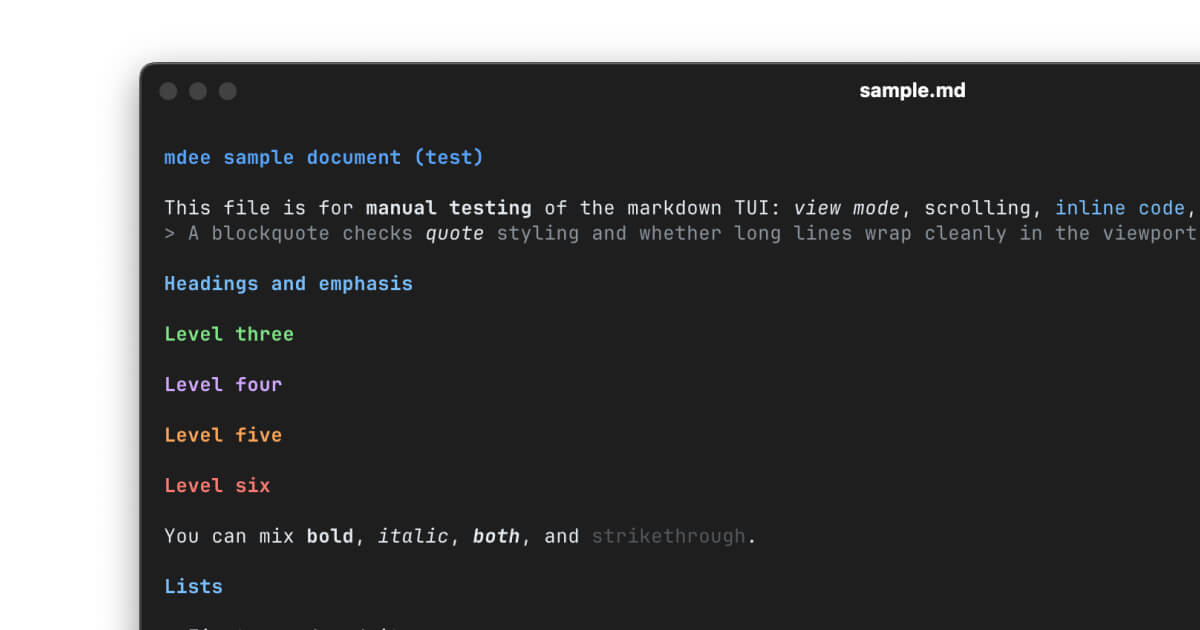 Show HN: A TUI for Markdown view an editing